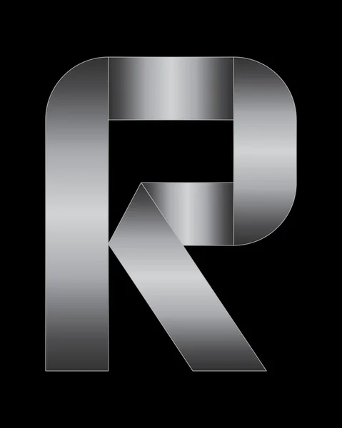 Rectangular bent metal font, letter R — Stock Vector