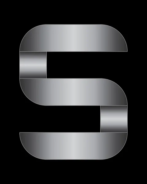 직사각형 구부러진된 금속 글꼴, 문자 S — 스톡 벡터