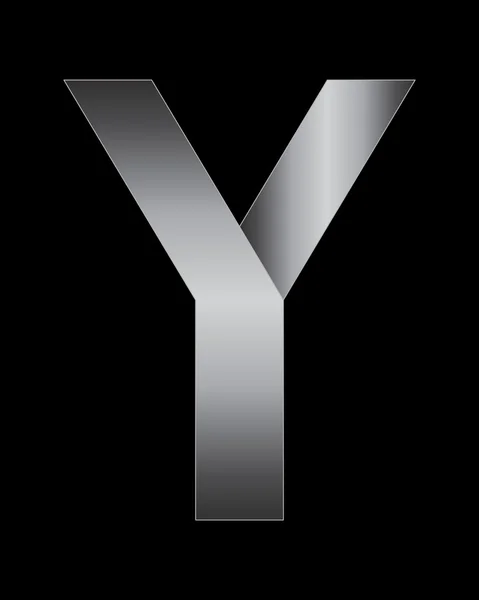 Прямоугольный изогнутый металлический шрифт, буква Y — стоковый вектор