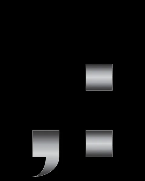 Rectangular bent metal font, comma and 2 dots — Stock Vector