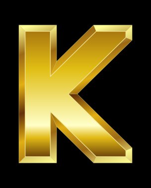 Dikdörtgen eğimli altın yazı tipi harf K