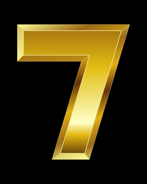 Rectangular beveled golden font, number 7 — Stock Vector