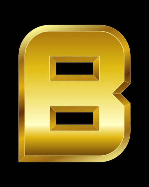 Fonte rectangulaire biseautée dorée, lettre B — Image vectorielle
