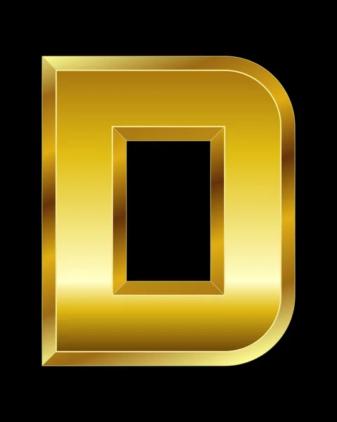 Rechthoekige schuine gouden lettertype, letter D — Stockvector