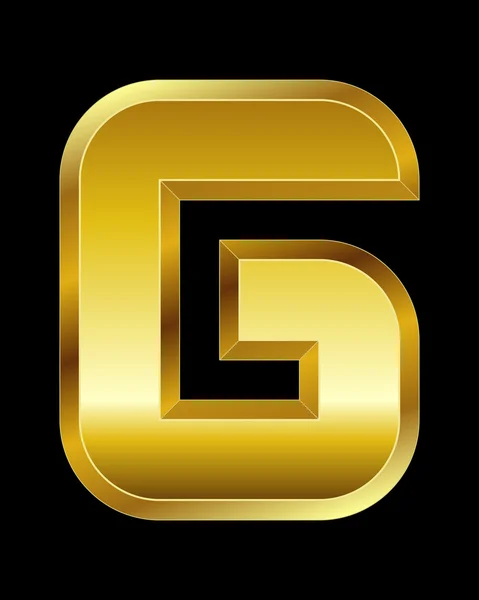 Rectangular beveled golden font, letter G — Stock Vector