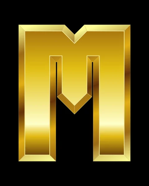 Ορθογώνια Χρυσή λοξότμητη γραμματοσειρά, γράμμα M — Διανυσματικό Αρχείο