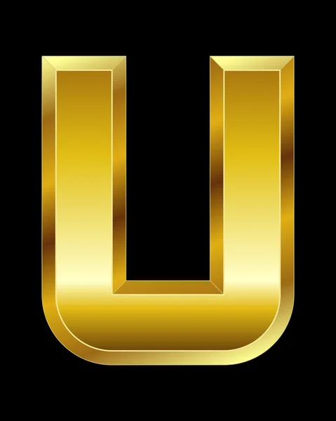 Rectangular beveled golden font, letter U — Stock Vector