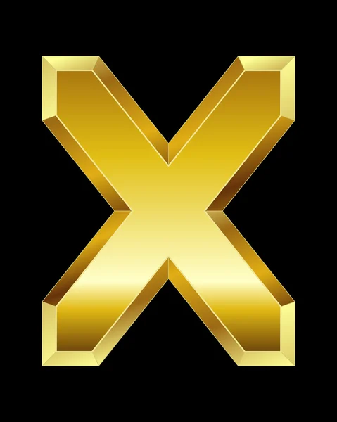 Rectangular beveled golden font, letter X — Stock Vector