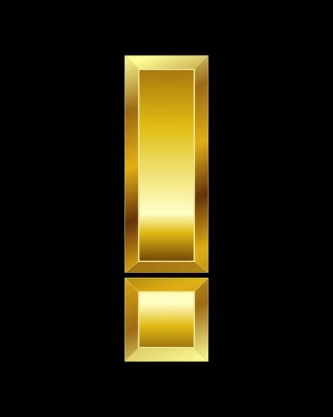 Rektangulära fasade gyllene teckensnitt, utropstecken — Stock vektor