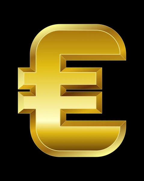 Police rectangulaire biseautée dorée, symbole de devise euro — Image vectorielle