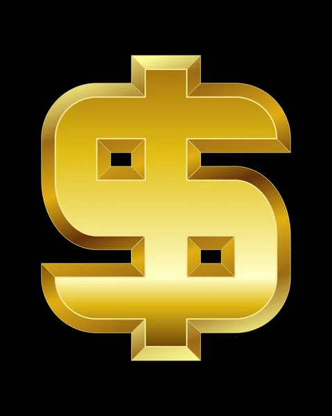 Rectangular beveled golden font, dollar currency symbol — Stock Vector