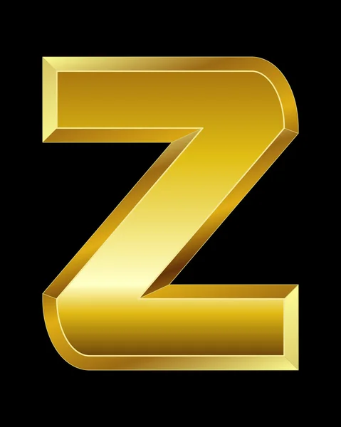 Fonte retangular chanfrada dourada, letra Z — Vetor de Stock