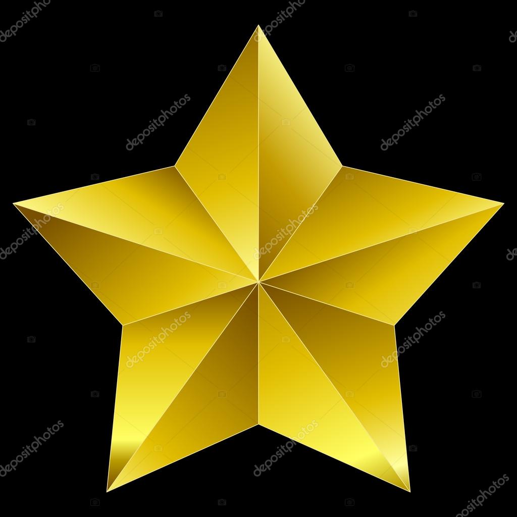 Estrella de Navidad de oro aislado en negro Vector de stock #58374593 de  ©3dvlaa, image size:1024x1024