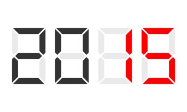 yıl 2015, dijital saat ekran, kırmızı işaretli