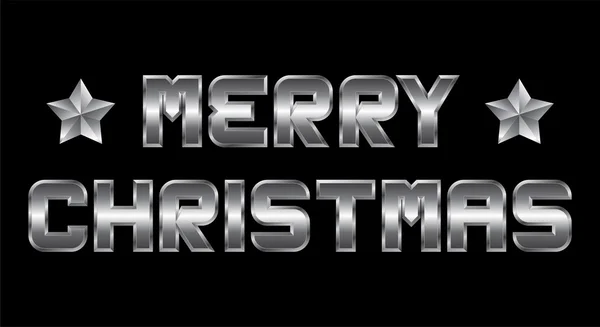 Feliz Navidad, saludo de metal, fondo negro — Vector de stock
