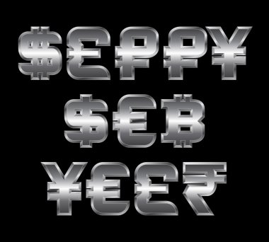 Mutlu yeni yıl, metal para birimi simgeleri