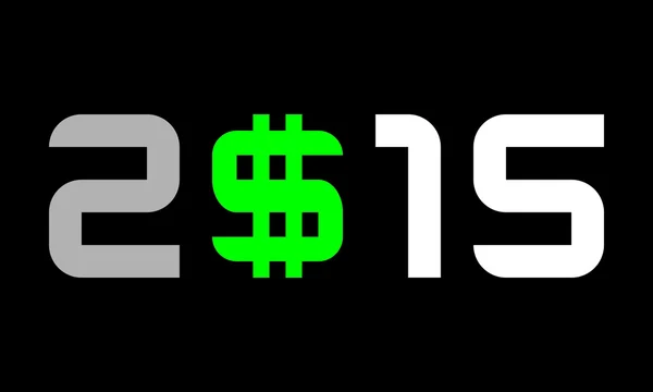 2015 년까지, 달러 통화 기호, 2 라인 S와 숫자 — 스톡 벡터