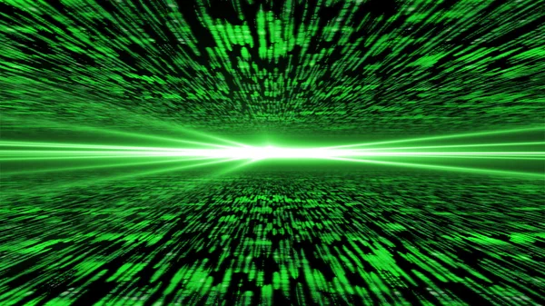Матриця 3d - пролітає через енергетичний кіберпростір, світло на хо — стокове фото