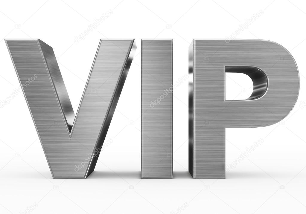 VIP metal - 3d letters isolated on white