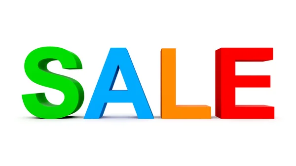 Sprzedaż - kolorowy 3d litery na białym tle — Zdjęcie stockowe