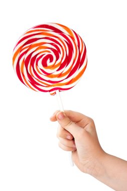 renk lolipop çocuk elinde beyaz izole