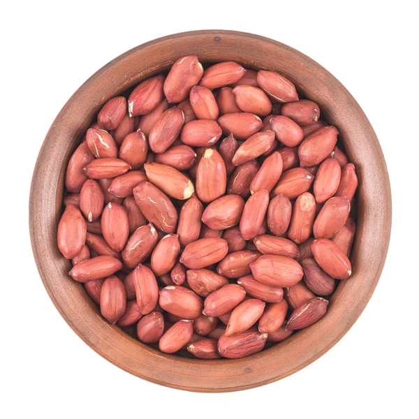 Roasted peanuts in a bowl on a white background isolated — Stock Photo, Image