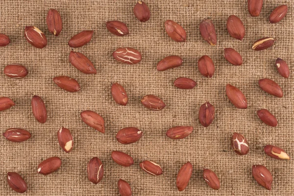 Amendoins e serapilheira para criar o fundo — Fotografia de Stock