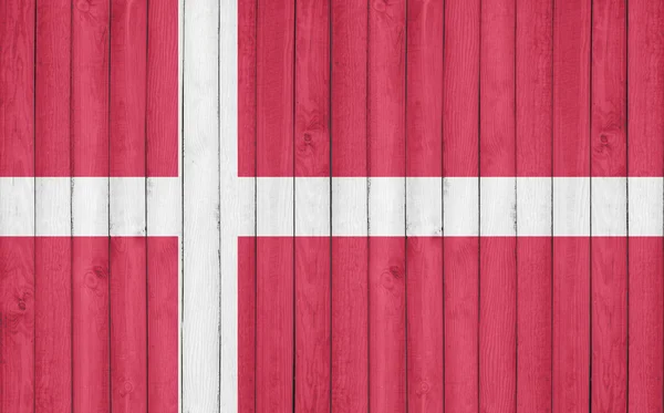 Σημαία της Δανίας ζωγραφισμένη σε ξύλινο πλαίσιο — Φωτογραφία Αρχείου