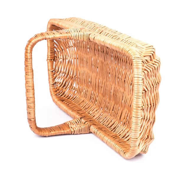 Empty wicker basket isolated on white — Stock Photo, Image