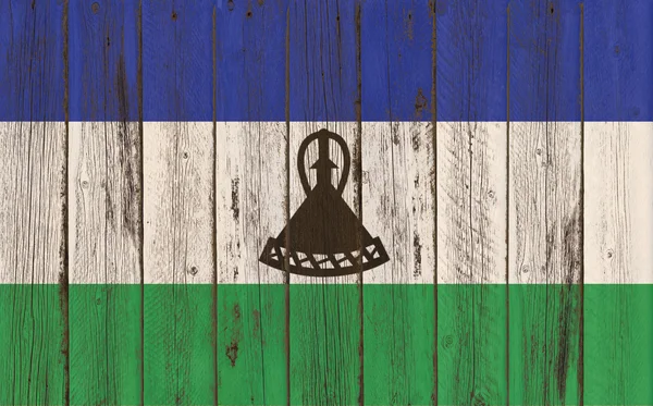 Σημαία του Λεσότο ζωγραφισμένα πάνω σε ξύλινο σκελετό — Φωτογραφία Αρχείου