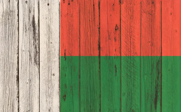 Bandeira de Madagáscar pintada em moldura de madeira — Fotografia de Stock
