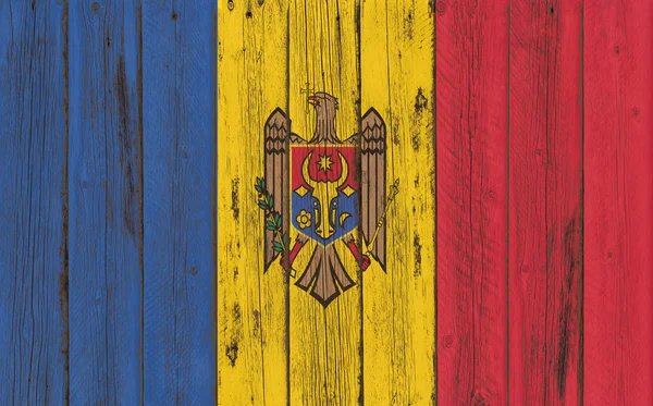 Bandeira da Moldávia pintada em moldura de madeira — Fotografia de Stock