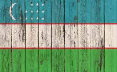 ahşap çerçeve boyalı Özbekistan bayrağı