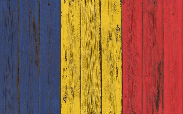 Прапор Румунії намальовані на дерев'яному каркасі — стокове фото