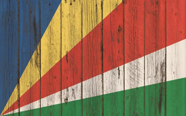 Bandiera delle Seychelles dipinta su telaio in legno — Foto Stock
