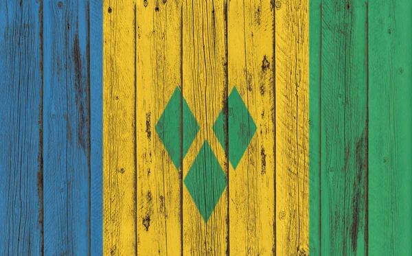 Vlag van Saint Vincent en de Grenadines geschilderd op houten frame — Stockfoto