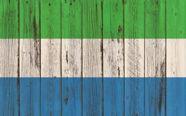 Vlag van sierra leone geschilderd op houten frame — Stockfoto