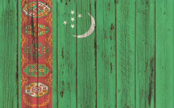Bandiera del Turkmenistan dipinta su telaio in legno — Foto Stock