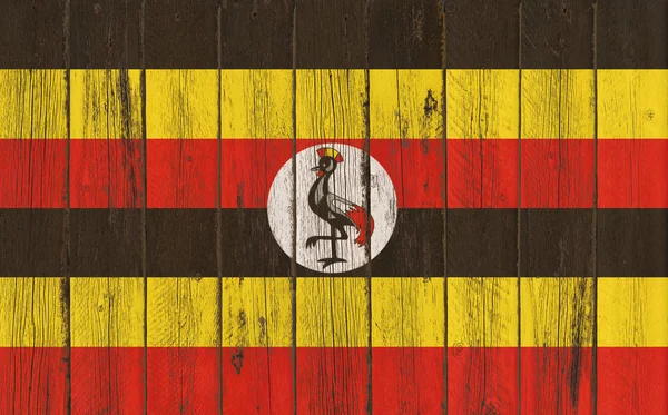 Bandera de Uganda pintada sobre marco de madera — Foto de Stock