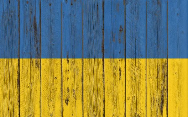 Bandeira da Ucrânia pintada em moldura de madeira — Fotografia de Stock