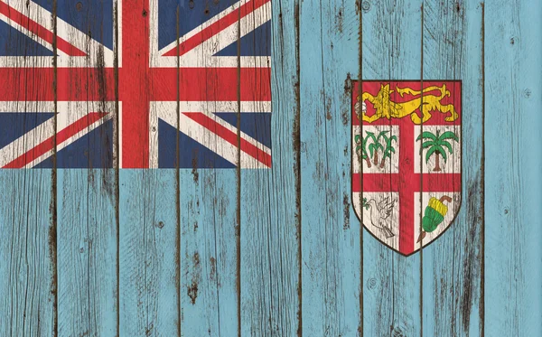 Bandeira de Fiji pintada em moldura de madeira — Fotografia de Stock