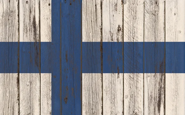 Bandera de Finlandia pintada sobre marco de madera — Foto de Stock