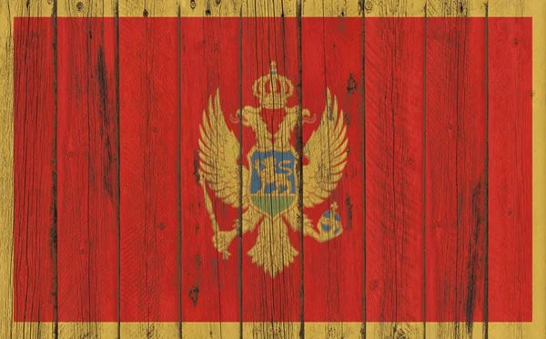 Прапор Чорногорії намальовані на дерев'яному каркасі — стокове фото