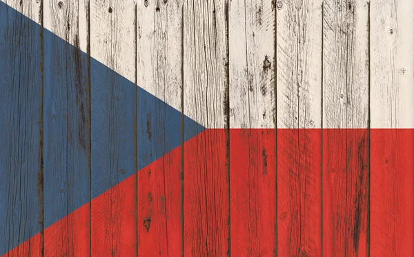 Csehország zászlaja festett fa keretben — Stock Fotó