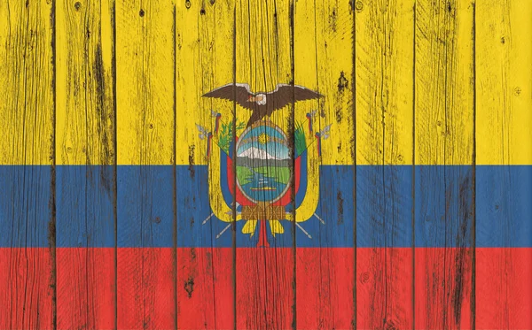 Bandeira do Equador pintada em moldura de madeira — Fotografia de Stock
