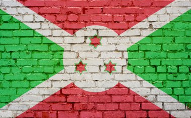 Burundi bayrağı arka plan doku tuğla duvara boyalı