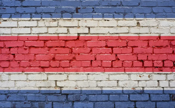 Bandeira da Costa Rica pintada na parede de tijolo, textura de fundo — Fotografia de Stock