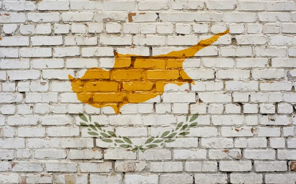 Drapeau de Chypre peint sur un mur de briques, texture de fond — Photo