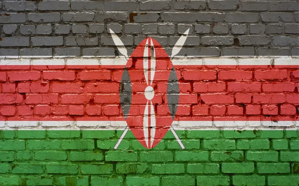 Kenya bayrağı arka plan doku tuğla duvara boyalı — Stok fotoğraf