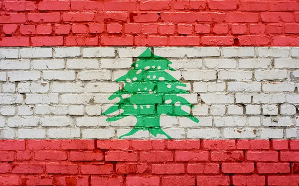 Flaga Libanu malowane na mur z cegły, tekstury tło — Zdjęcie stockowe